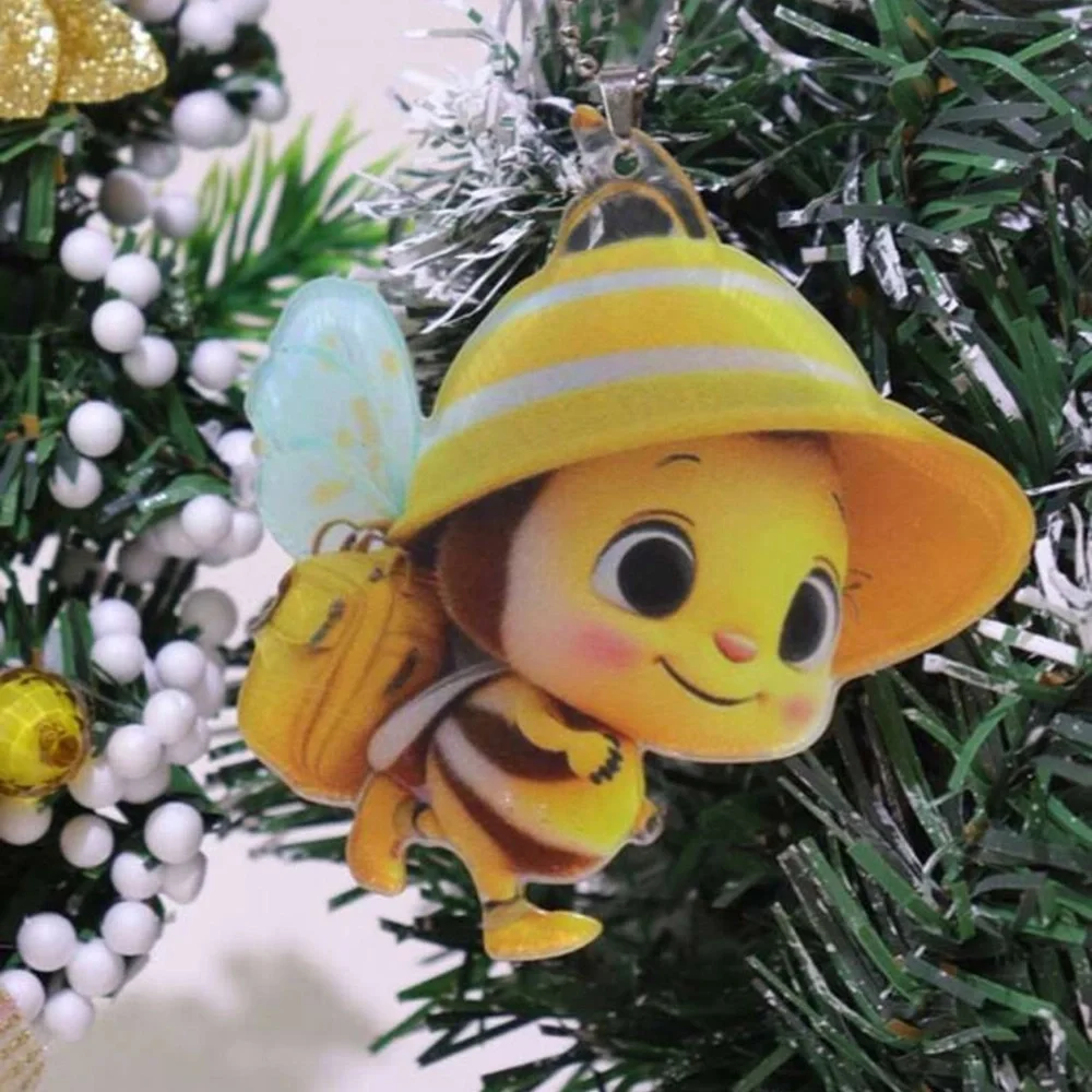 Yellow Bee shape Keychain for car or bag decoration